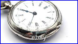 Antique 1885 INTERLAKEN 800 SILVER Case Personalized 35mm Open Face Pocket Watch