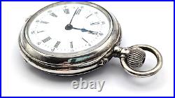 Antique 1885 INTERLAKEN 800 SILVER Case Personalized 35mm Open Face Pocket Watch