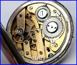 Antique 1885 INTERLAKEN 800 SILVER Case Personalized 35mm Open Face Pocket Watch