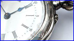 Antique 1885 INTERLAKEN 800 SILVER Case Personalized 35mm Open Face Pocket Watch