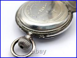 Antique 1885 INTERLAKEN 800 SILVER Case Personalized 35mm Open Face Pocket Watch