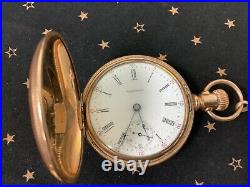 Antique 1888 WALTHAM HUNTER POCKET WATCH CWC Case GOLD Filled withChain-Runs A74. L