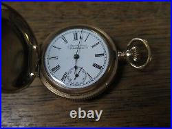 Antique 1891 American Waltham Pocket Watch With Hunter Case 0S 7J Runs