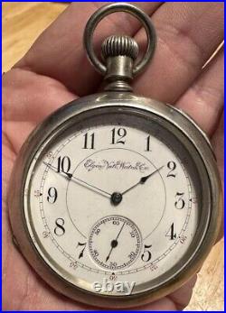 Antique 1891 Elgin Grade 107 16s 15j Half Hunter Case Pocket Watch