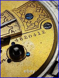 Antique 1891 Waltham Pocket Watch A. W. Co withkey 7J 14s M1876 Silver Case AS-IS PR