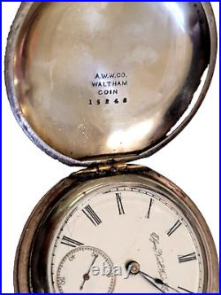 Antique 1893 18 Size 5 Ounce Coin Silver ELGIN Hunter Case Pocket Watch