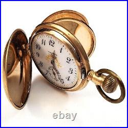 Antique 1896 Waltham Pocket Watch 6s M/1890 7/Js G/Y FullHunting Case Nds X-Tal