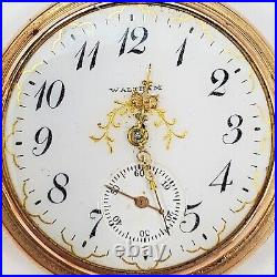 Antique 1896 Waltham Pocket Watch 6s M/1890 7/Js G/Y FullHunting Case Nds X-Tal