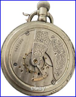 Antique 1899 Waltham Pocket Watch Silverode Case Train on case