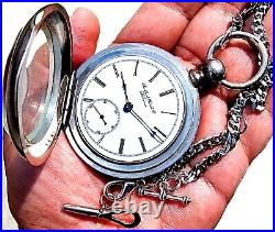 Antique 18 Size COIN Silver Case Rare Pocket Watch ROCKFORD Working From 1880s