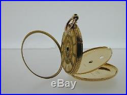Antique 18 ct gold pocket fob watch Baume B&L 96647 travel case Roman numerals