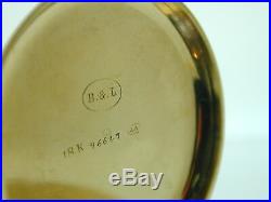 Antique 18 ct gold pocket fob watch Baume B&L 96647 travel case Roman numerals