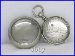 Antique 18s Fahy's Nickel Silver Key Wind Pocket Watch Silverore Pair Case