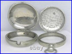 Antique 18s Fahy's Nickel Silver Key Wind Pocket Watch Silverore Pair Case