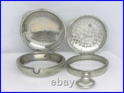 Antique 18s Fahy's Nickel Silver Key Wind Pocket Watch Silverore Pair Case