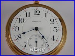 Antique 18s Waltham 23 jewel Vanguard Rail Road pocket watch. Gold filled case
