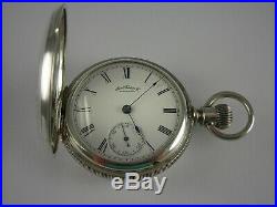Antique 18s Waltham beautiful coin silver hunter case pocket watch. Runs! 1888
