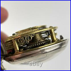 Antique 18thC Verge Pocket Watch D Edmonds Liverpool 4.3cm A/F Silver Cased