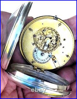 Antique 18th Century European Verge Fusee Sterling Silver Pocket Watch WORKING