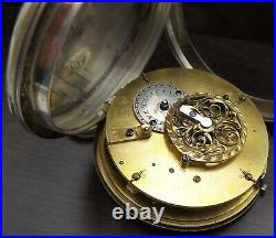 Antique 18th Century European Verge Fusee Sterling Silver Pocket Watch WORKING