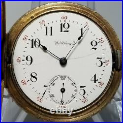 Antique 1900 Waltham Pocket Watch 0s 15j Seaside GF Hunter Case Victorian design