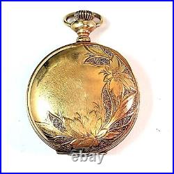 Antique 1900's 14K Yellow Gold Elgin Pocket Watch Engraved Case 913322 15 Jewels