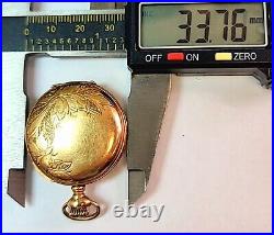 Antique 1900's 14K Yellow Gold Elgin Pocket Watch Engraved Case 913322 15 Jewels