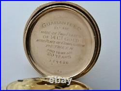 Antique 1901 Waltham 14Ct Illinois Case 0 size 7 Jewels Pocket Watch VGC Rare