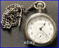 Antique 1907 Waltham Model 1883 1 Pocket Watch Running Silverode Case 18s 7j USA