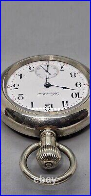 Antique 1908 Hamilton Grade 924 Pocket Watch 18s 17j Silverode Case Train Motif