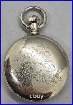 Antique 1908 Hamilton Grade 924 Pocket Watch 18s 17j Silverode Case Train Motif