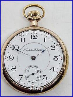 Antique 1912 HAMPDEN 15J Gents'Exhibition Back' Saleman's Sample Pocket Watch