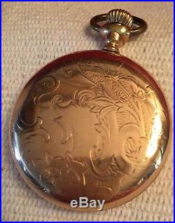 Antique 1917 ELGIN 16s POCKET WATCH 15 Jewels CWC 25 yr Ornate Decorative Case