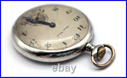 Antique 1920s ELIDA 900 SILVER Case 40mm Mechanical Open Face Pocket Watch TICKS