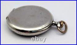 Antique 1920s ELIDA 900 SILVER Case 40mm Mechanical Open Face Pocket Watch TICKS