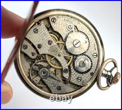 Antique 1920s ELIDA 900 SILVER Case 40mm Mechanical Open Face Pocket Watch TICKS