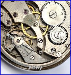 Antique 1920s ELIDA 900 SILVER Case 40mm Mechanical Open Face Pocket Watch TICKS