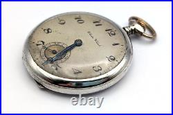 Antique 1920s ELIDA 900 SILVER Case 40mm Mechanical Open Face Pocket Watch TICKS