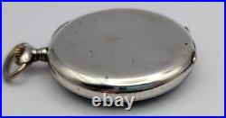 Antique 1920s ELIDA 900 SILVER Case 40mm Mechanical Open Face Pocket Watch TICKS