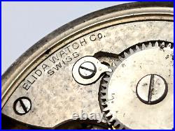 Antique 1920s ELIDA 900 SILVER Case 40mm Mechanical Open Face Pocket Watch TICKS