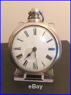 Antique 19th Century Solid Silver Pair Cased Verge Fusee Pocket Watch PLZ READ