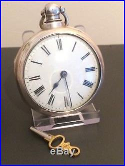 Antique 19th Century Solid Silver Pair Cased Verge Fusee Pocket Watch PLZ READ