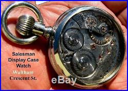 Antique 21 Jewel 18 Size Salesman Display Case Pocket Watch Waltham Crescent St