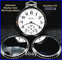 Antique 21 Jewel Salesman Display Case Pocket Watch Hamilton 992 Working Perfect