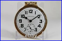 Antique 21 Jewels Display Back Case Pocket Watch Hamilton 992B GOLD FILLED