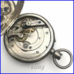 Antique 800 Silver Half Hunter Case Jacot Pocket Watch Unusual Movement 4 Repair