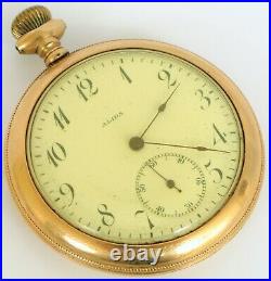 Antique Alida Pocket Watch Rebberg 17j Movement Cashier Gold Filled Case Runs