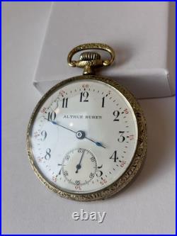 Antique Altrue Buren 15J Swiss Made Pocket Watch In Exceptional Case, 1920-30s