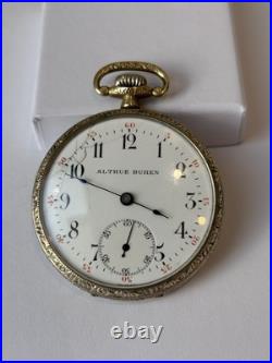 Antique Altrue Buren 15J Swiss Made Pocket Watch In Exceptional Case, 1920-30s