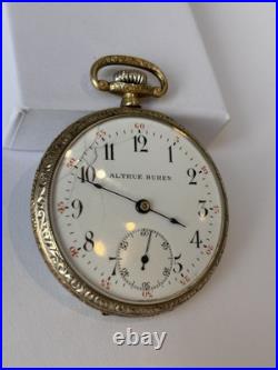 Antique Altrue Buren 15J Swiss Made Pocket Watch In Exceptional Case, 1920-30s